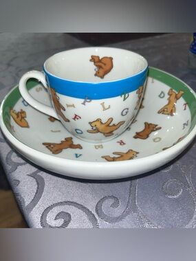 Tiffany & Co. Alphabet Bears White Porcelain Cup with Yellow Bear